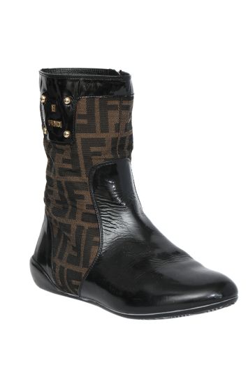 Fendi Tronchetto Zucca Flat Ankle Boots