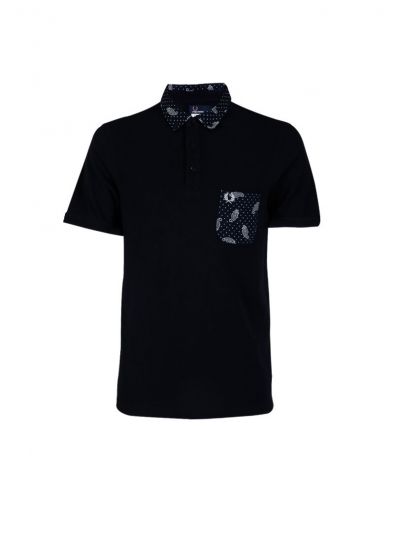 FRED PERRY BLACK PAISLEY PRINT T SHIRT