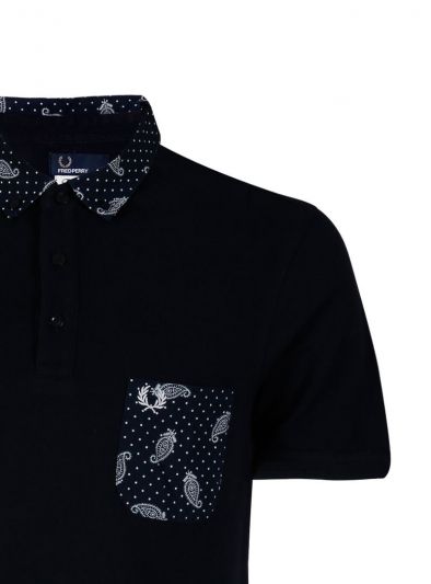 FRED PERRY BLACK PAISLEY PRINT T SHIRT