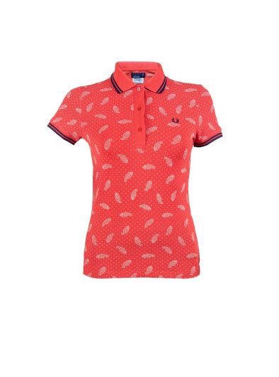 FRED PERRY RED PRINTED T-SHIRT