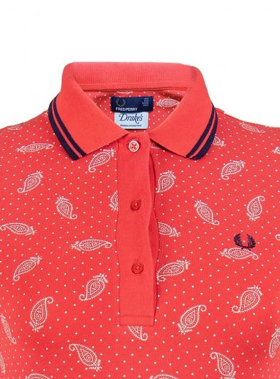 FRED PERRY RED PRINTED T-SHIRT