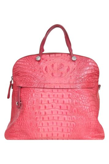 Furla Croc – Embossed Pink Handbag