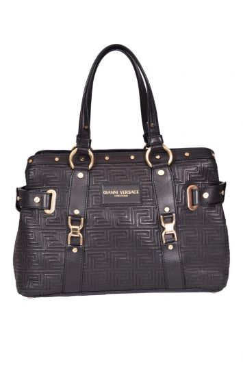 Gianni Versace Black Quilted Snap Out It Tote Bag