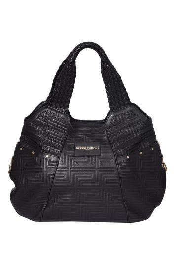 Gianni Versace Logo Embossed Hobo Bag