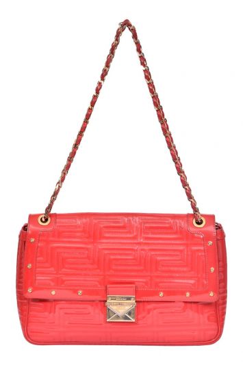 Gianni Versace Red Quilted Patent Leather ShoulderBag