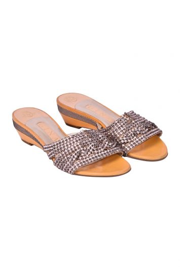 Gina Swarovski Golden Crystal Sandals