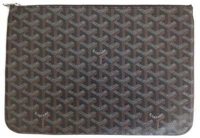 GOYARD BLACK GOYARDINE COATED CANVAS SENAT POUCH CLUTCH MM