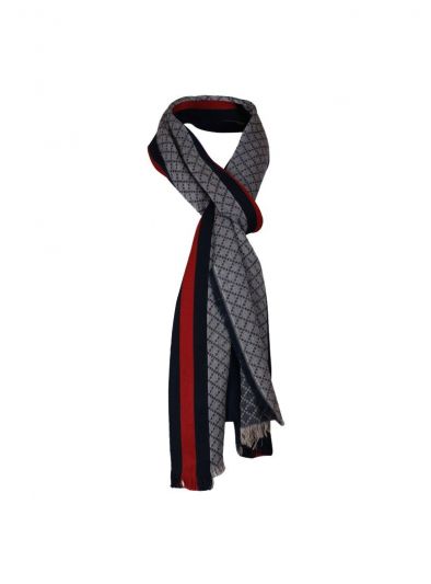 GUCC BLUE VERBIER JACQUARD MUFFLER