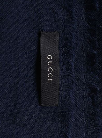 GUCC BLUE VERBIER JACQUARD MUFFLER