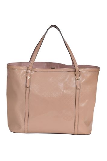 Gucci Beige Microguccissima Patent Leather Medium Tote Bag