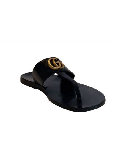 GUCCI BLACK GG MARMONT SANDALS