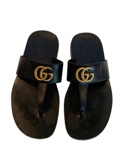 GUCCI BLACK GG MARMONT SANDALS