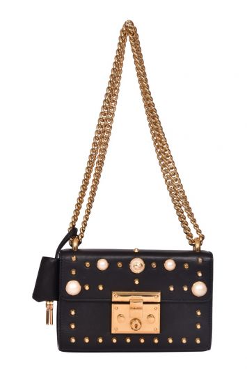 Gucci Black Small Studded Padlock Crossbody Bag