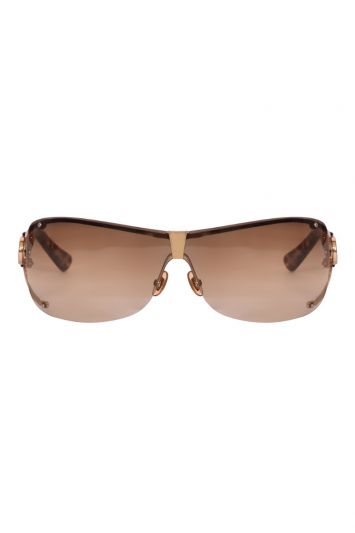 Gucci Brown Oversized Shield Sunglasses