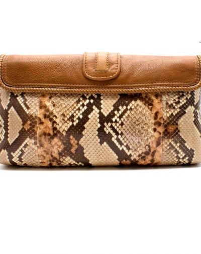GUCCI BROWN EXOTIC SNAKE SKIN LARGE CLUTCH