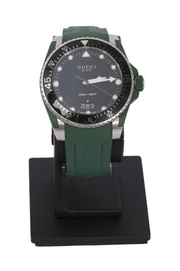 Gucci Dive YA136310 40MM Black Dive Green Rubber Watch