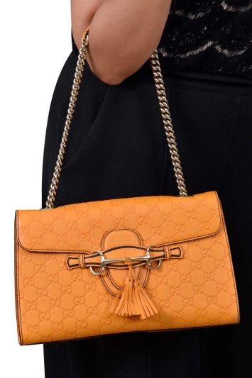 Gucci Emily Guccissima Medium Leather Chain Shoulder Bag`