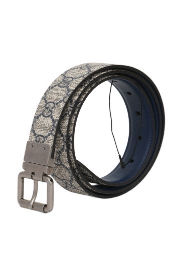 Gucci GG Canvas & Leather Reversible Belt