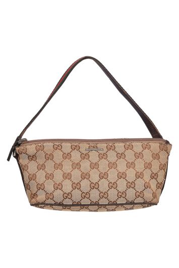 Gucci GG Canvas Web Boat Baguette Bag