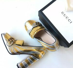 Gucci marmont gold heels sale