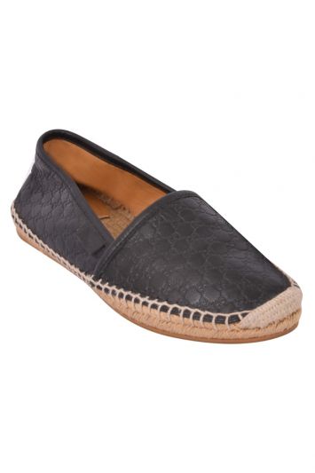 Gucci GG Monogram Unisex Balck Leather Espadrilles  