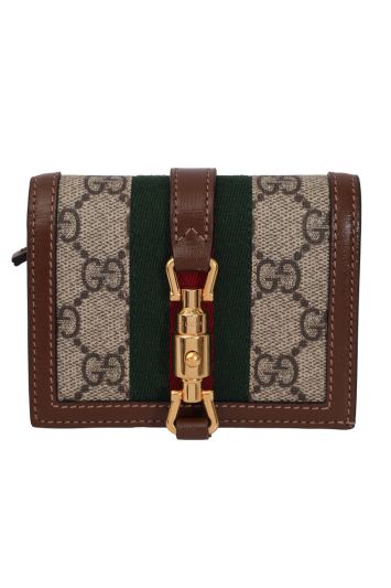 Gucci GG Unisex Street Style Leather Chain Logo Card Holder