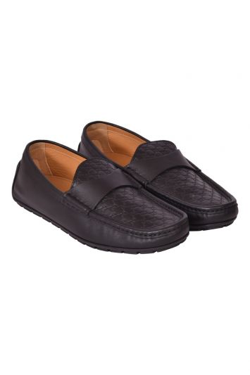 Gucci Guccissima Embossed GG Black Driving Loafer