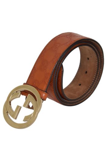 Gucci Guccissima Interlocking Signature Leather Buckle Belt
