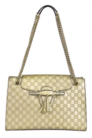 Gucci GuccissimaMetallic Gold Emily Large Shoulder Bag