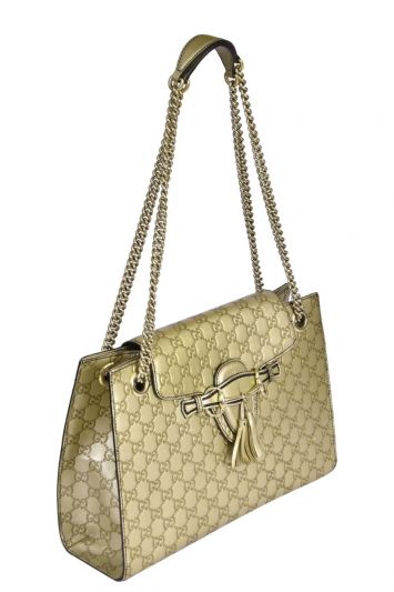 Gucci GuccissimaMetallic Gold Emily Large Shoulder Bag