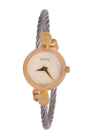 Gucci Ladies Quartz Gold Bangle Watch