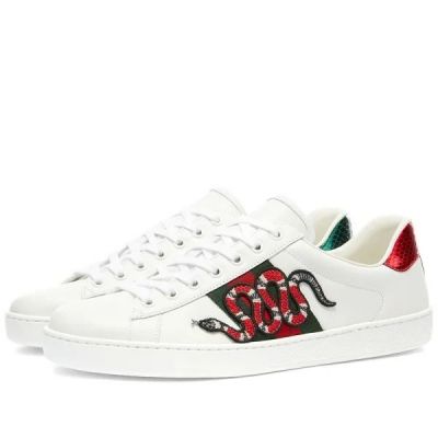 GUCCI MEN EMBROIDERED SNAKE SNEAKERS