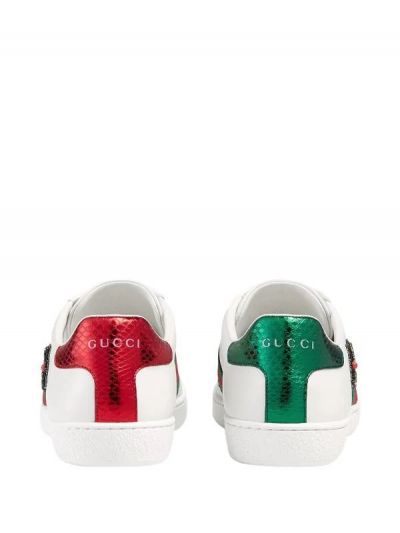 GUCCI MEN EMBROIDERED SNAKE SNEAKERS