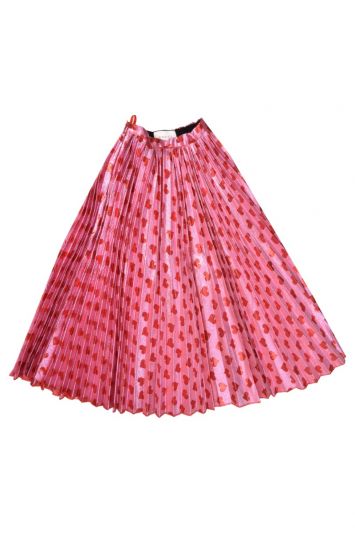 Gucci Pink Heart Frilled Midi Skirt