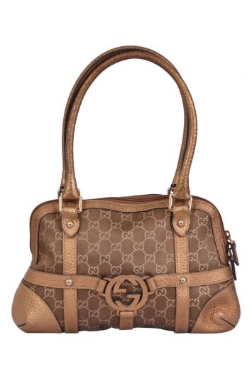 Gucci Reins Gold Monogram Hobo Handbag