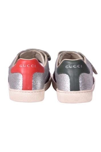 Gucci Silver Glitter Web Sneakers