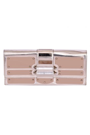 Gucci Silver Patent Leather Metallic Clutch