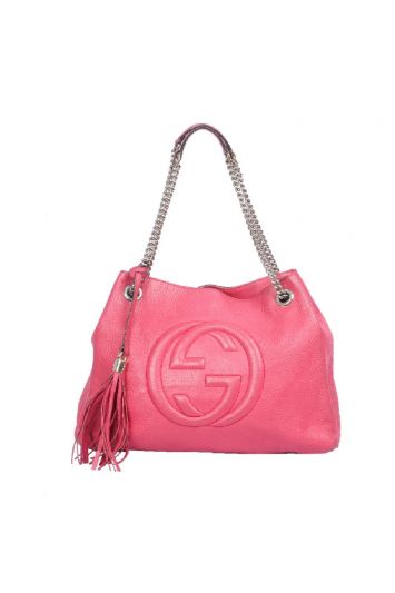 Gucci Soho Chain Pink Leather Shoulder Bag