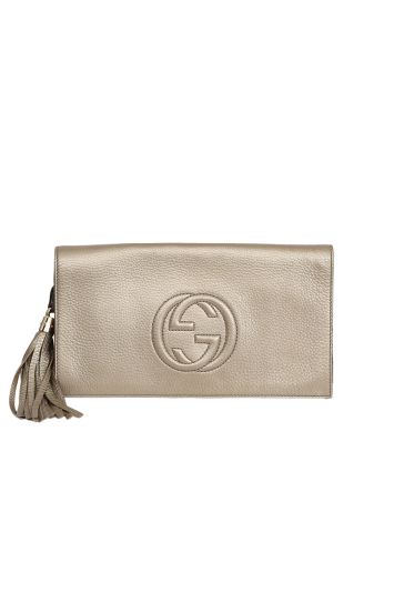 Gucci Soho Gold Leather Clutch