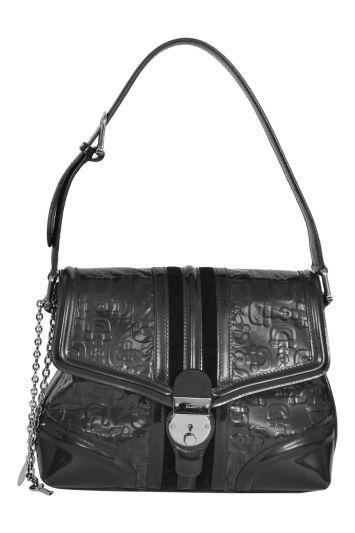 Gucci Treasure Monogram Patent Leather Shoulder Bag