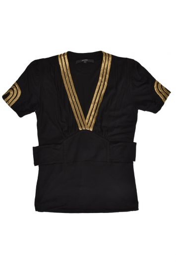 GUCCI V-NECK GOLD LINING TOP RT73-10