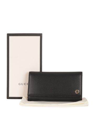 GUCCI PEBBLED LONG GG FLAP WALLET