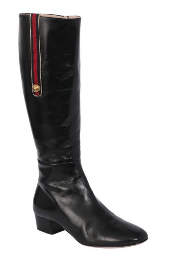Gucci Wed Accent Leather Riding Boots