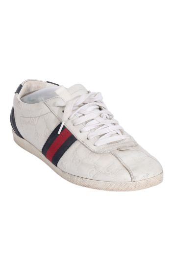 Gucci White Leather Web Ace Sneakers