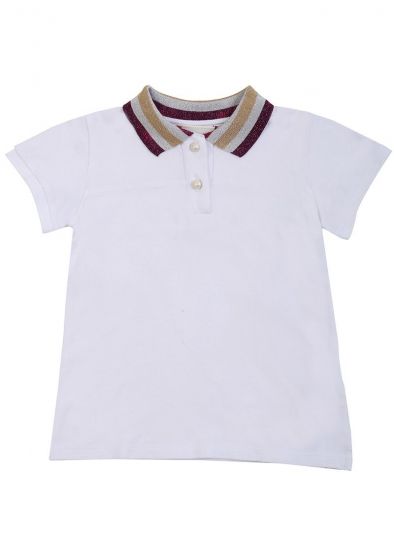 GUCCI WHITE LUREX COLLAR T-SHIRT