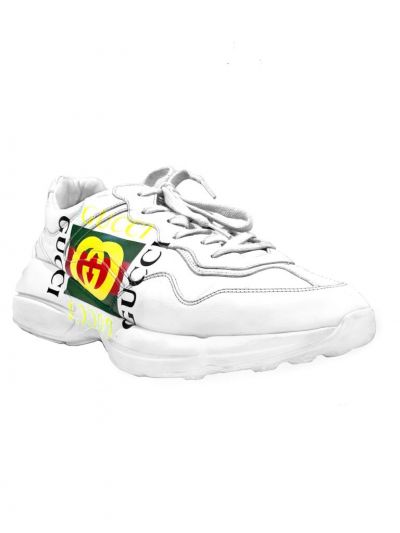 GUCCI WHITE RYTHON LOGO SNEAKERS