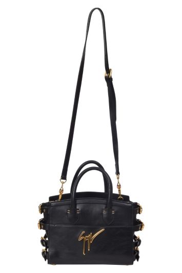 Guiseppe Zanotti Black Leather Angelina Top Handle Bag