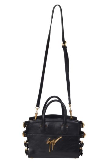 Guiseppe Zanotti Black Leather Angelina Top Handle Bag