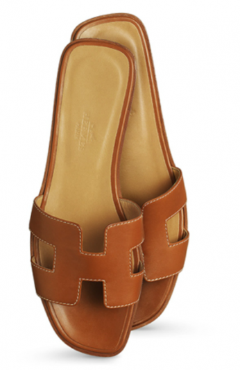 HERMES BROWN ORAN SLIPPERS