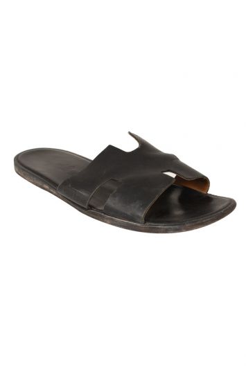 HERMES LEATHER IZMIR SLIDE SANDALS